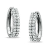 Two Row White Sapphire Hoops in Sterling Silver