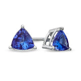 Trillion-Cut Tanzanite Stud Hoops