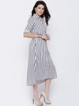 Rosyalps Grey & White Striped Shirt Dress